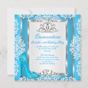 Quinceanera 15e verjaardag Assepoester Blue Shoe Kaart