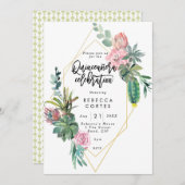 Quinceanera 15e verjaardag cactus geometrisch kaart (Voorkant / Achterkant)