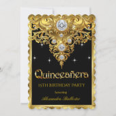 Quinceanera 15e Verjaardag Exotic Black Gold Kaart (Voorkant)
