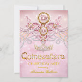 Quinceanera 15e Verjaardag Exotisch Licht Roze Gou Kaart (Voorkant)