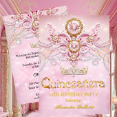Quinceanera 15e Verjaardag Exotisch Licht Roze Gou Kaart