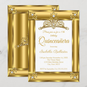 Quinceanera 15e verjaardag Gold Diamond Tiara 2 Kaart