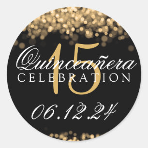 Quinceanera 15e verjaardag Gold Party Ronde Sticker