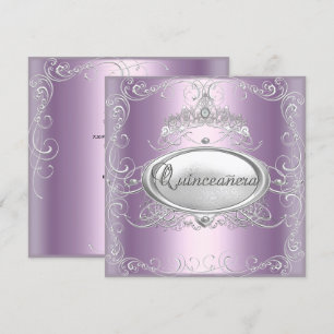 Quinceanera 15e verjaardag lila roze zilveren ster kaart