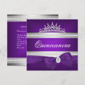 Quinceanera 15e verjaardag Paars Silver Diamond Kaart (Voorkant / Achterkant)