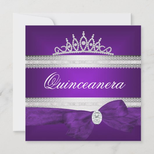 Quinceanera 15e verjaardag Paars Silver Diamond Kaart (Voorkant)