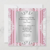 Quinceanera 15e verjaardag Partij Lichte Roze Scho Kaart (Achterkant)