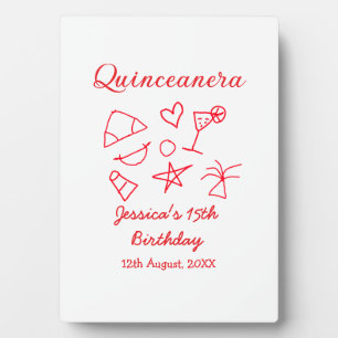 Quinceanera 15e verjaardag rode strandfeest boom z fotoplaat