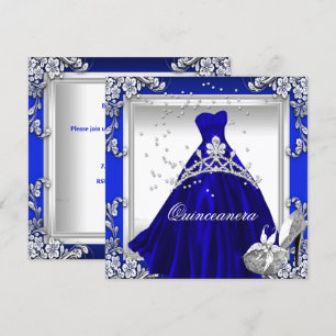 Quinceanera 15e verjaardag Royal Blue Dress Gown Kaart