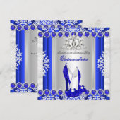 Quinceanera 15e verjaardag Royal Blue Heels Kaart (Voorkant / Achterkant)