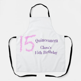 Quinceanera 15e verjaardag roze glinster sjabloon schort