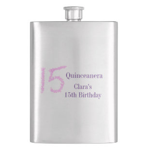 Quinceanera 15e verjaardag roze glitter sjabloon flacon