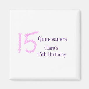 Quinceanera 15e verjaardag roze glitter sjabloon magneet