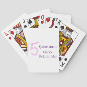 Quinceanera 15e verjaardag roze glitter sjabloon pokerkaarten