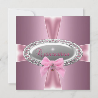 Quinceanera 15e verjaardag Satijn Roze Strik Kaart