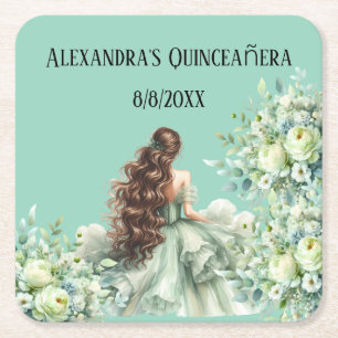 Quinceañera, 15e verjaardag vierkante kartonnen onderzetter