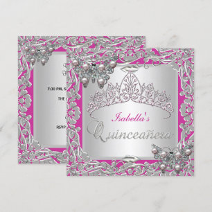 Quinceanera 15e Verjaardag Vlinders Zilver Roze Kaart
