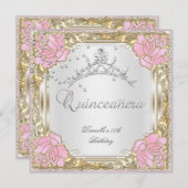 Quinceanera 15e verjaardag Zachte witte roze Kaart (Voorkant / Achterkant)