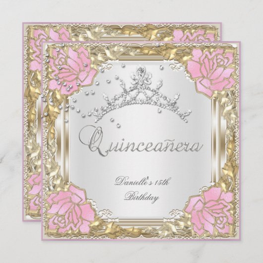 Quinceanera 15e verjaardag Zachte witte roze Kaart (Voorkant / Achterkant)