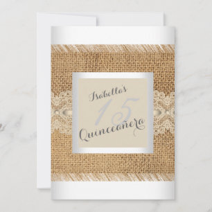 Quinceanera 15e verjaardagsfeest beige kant Burlap Kaart