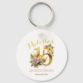 Quinceañera 15e verjaardagsfeest Bloemen Sleutelhanger (Voorkant)