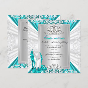 Quinceanera 15e Verjaardagsfeest Glitter Blauwe Ho Kaart