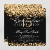 Quinceanera 15e verjaardagsfeest Gouden Lichten Kaart (Voorkant / Achterkant)