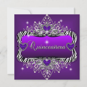 Quinceanera 15e verjaardagsfeest Paarse Zebra Zwar Kaart