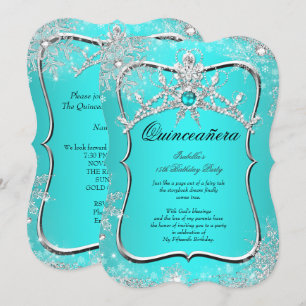Quinceanera 15e winter Wonderland Aqua Pearl Kaart