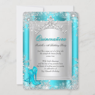Quinceanera 15e Winter Wonderland Blauwgroen Aqua Kaart