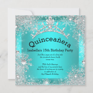 Quinceanera 15e Winter Wonderland Silver Blauwgroe Kaart