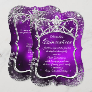 Quinceanera 15e Winter Wonderland Silver Paars Kaart