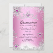 Quinceanera 15e Winter Wonderland Silver Pink Kaart (Voorkant)