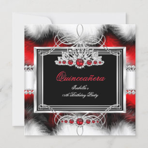 Quinceanera 15th Birthday Feather Red Pearl Kaart