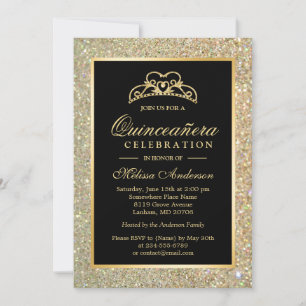 Quinceanera 15th Birthday Gold Glitter Sparkles Kaart