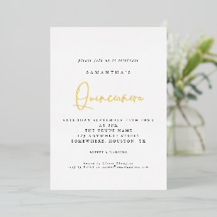 Quinceanera 15th Birthday Party Script White Folie Uitnodiging