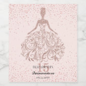 Quinceanera 15th Birthday Roos Gold Glitter Dress Wijn Etiket (Enkel label)