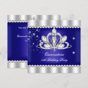 QUINCEANERA 15th Party Royal Blue Tiara Silver Kaart