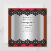 Quinceanera 15th Red Black Silver Diamond Tiara Kaart (Achterkant)