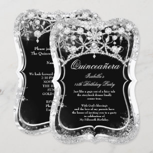 Quinceanera 15th Winter Wonderland Black Silver Kaart