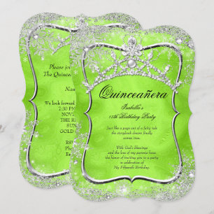 Quinceanera 15th Winter Wonderland Lime Green Kaart