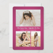 Quinceañera 3 Fotocollage Elegant Fuschia Roze Save The Date (Achterkant)