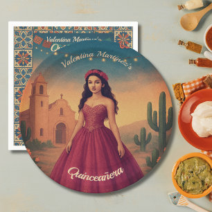 Quinceañera Aangepaste Naam Rode Jurk Papieren Bordje