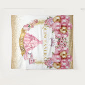 Quinceañera Achtergrond Roze Gouden Glitter Prinse Wandkleed (Voorkant (horizontaal))