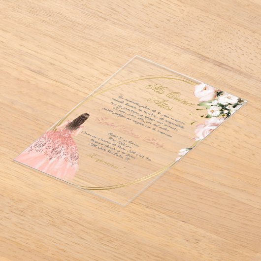 Quinceanera acryl uitnodiging in het Spaans Acryl Uitnodigingen (Laagn)