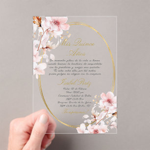 Quinceanera acryl uitnodiging in het Spaans Acryl Uitnodigingen