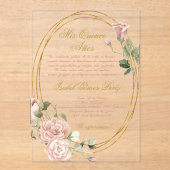 Quinceanera Acrylique invitation en espagnol (Recto)
