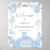 Quinceanera Affiche de bienvenue Dusty Blue robe F (Devant)