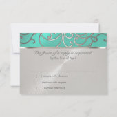 Quinceanera Aqua Green en Silver Filigree Swirls Kaart (Achterkant)