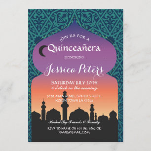 Quinceanera Arabian Nights Verjaardagsfeest Uitnod Kaart